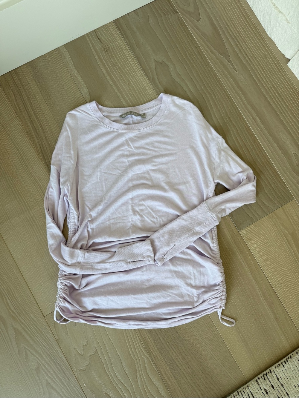 Athleta Lavender Ruched-Side Long Sleeve Top